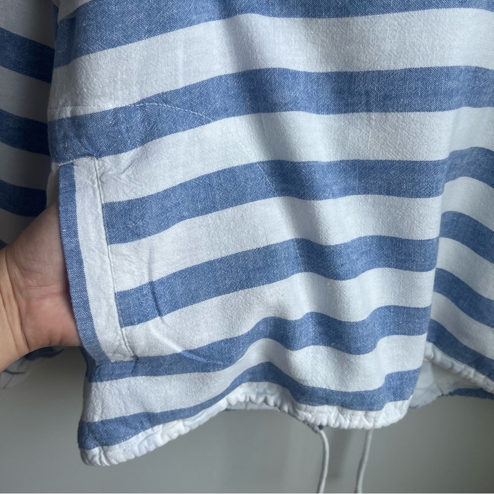 Striped Blue and White Women's Hoodie - Picture 11 of 16